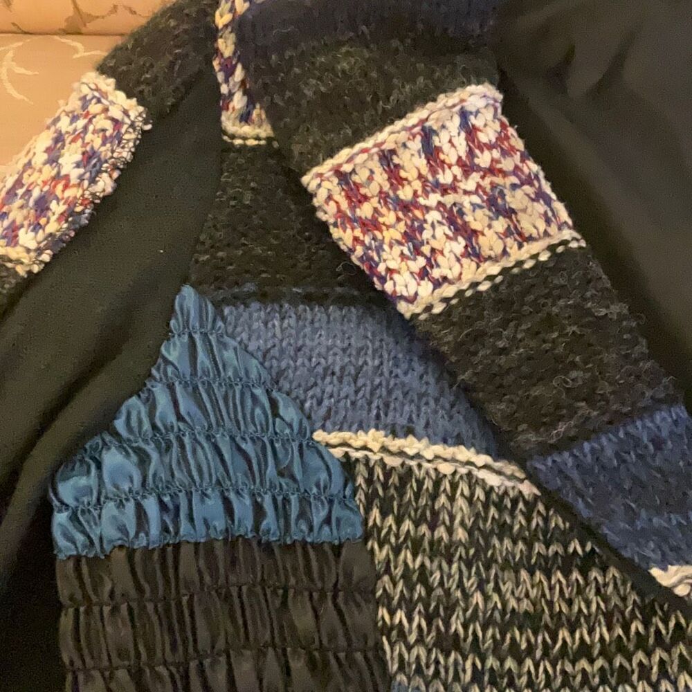Kaktus Mix Media Patchwork Blazer, Large. Blue. Cottagecore #countrycore funky! - Picture 12 of 16